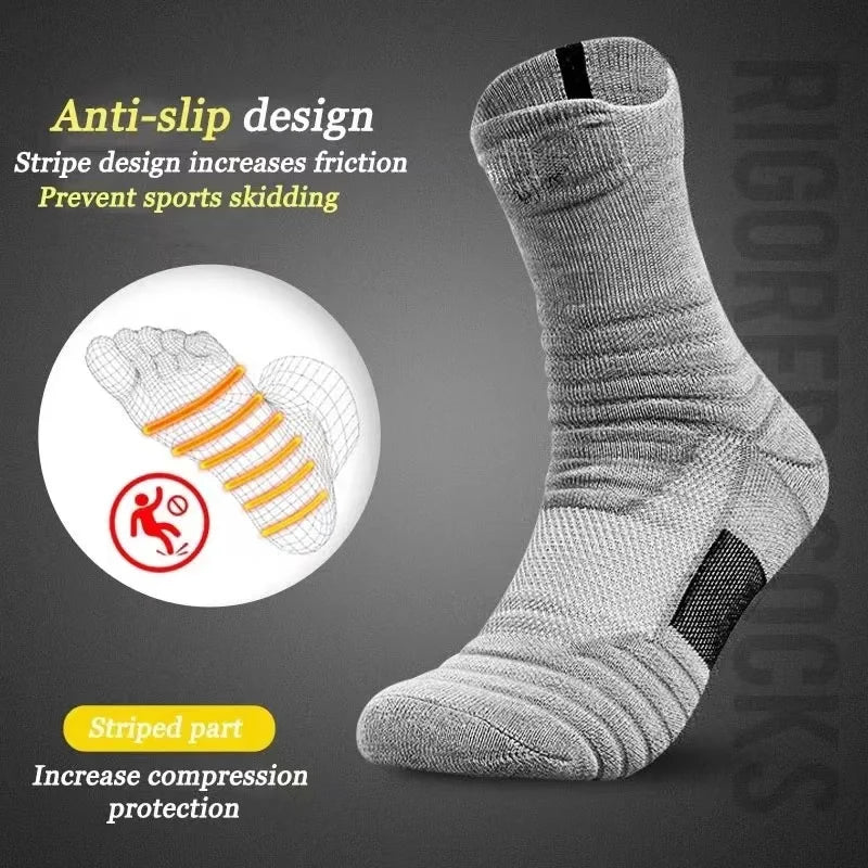 3Pairs Anti-slip Football Socks Men Women Cotton Sock Short Long Tube Soccer Basketball Sport Socks Breathable Deodorous Socks