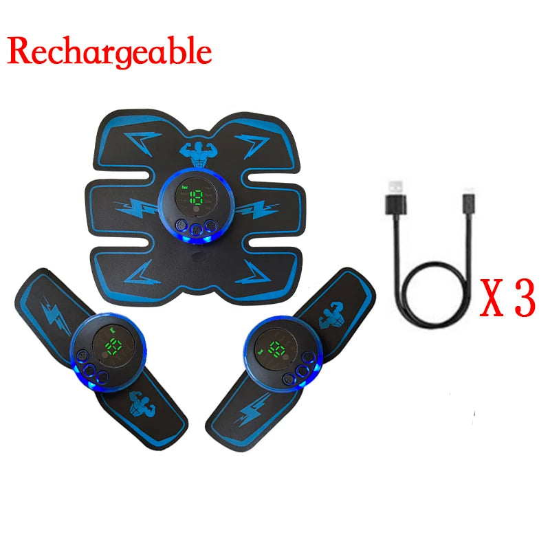 USB Rechargeable Smart EMS Muscle Stimulator Electric ABS Abdominal Patch Training Arm Neck Body Massager Fitness Slimming