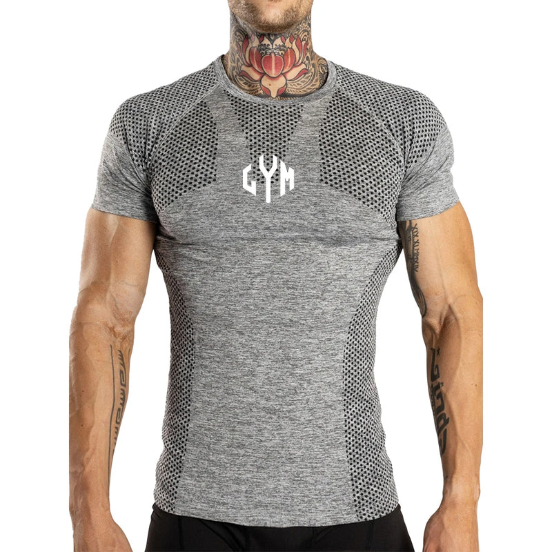 Men's Quick Dry Sport T-shirt Fitness Tight Short Sleeve Male Gym Compression T-shirt bodybuilding Tee shirt