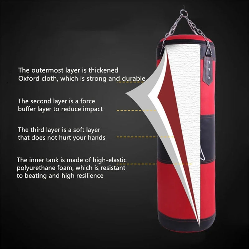 120CM Sturdy Boxing Bag for Home Gym 100CM Hook Hanging Punching Bag Sandbag Crossfit 80CM Empty-Heavy Kick Muay Thai Sand Bag