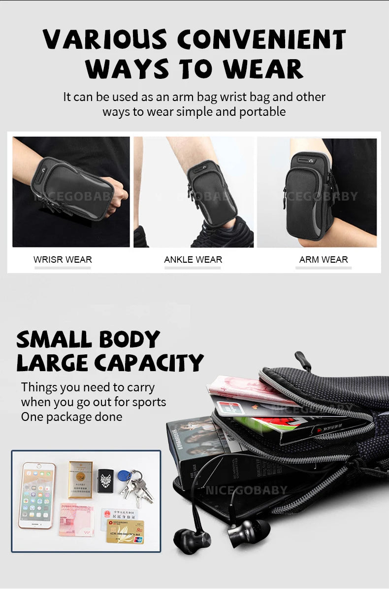 Summer new mobile phone arm cover outdoor sports arm cover men and women general running fitness waterproof wrist bag