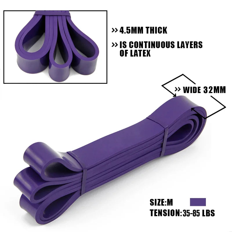 Banda de resistência de látex para treino Pilates, Exercício elástico, Pull Up Assist, Heavy Duty, Fitness Equipment, Tough Pull, Exercício