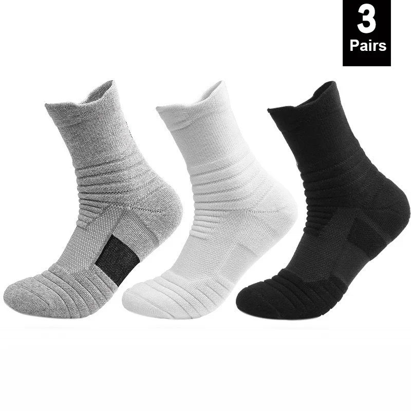 3Pairs Anti-slip Football Socks Men Women Cotton Sock Short Long Tube Soccer Basketball Sport Socks Breathable Deodorous Socks