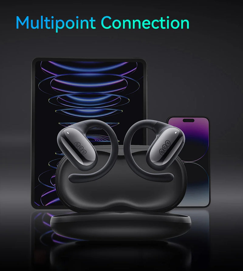 QCY Crossky GTR2 Open-Ear Wireless Earphone Bluetooth 5.4 EarHooks Bass Boost Headphones Multipoint Connection IPX5 Sport Earbud