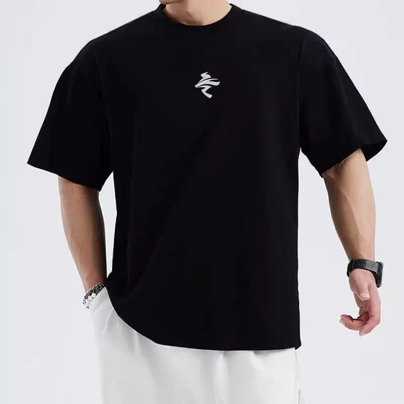 men Loose oversized short sleeved T-shirt men summer mesh sports training T-shirt quick-dry running tops fitness clothes