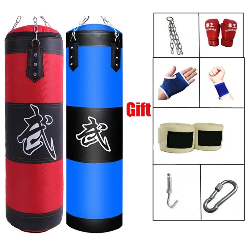 120CM Sturdy Boxing Bag for Home Gym 100CM Hook Hanging Punching Bag Sandbag Crossfit 80CM Empty-Heavy Kick Muay Thai Sand Bag