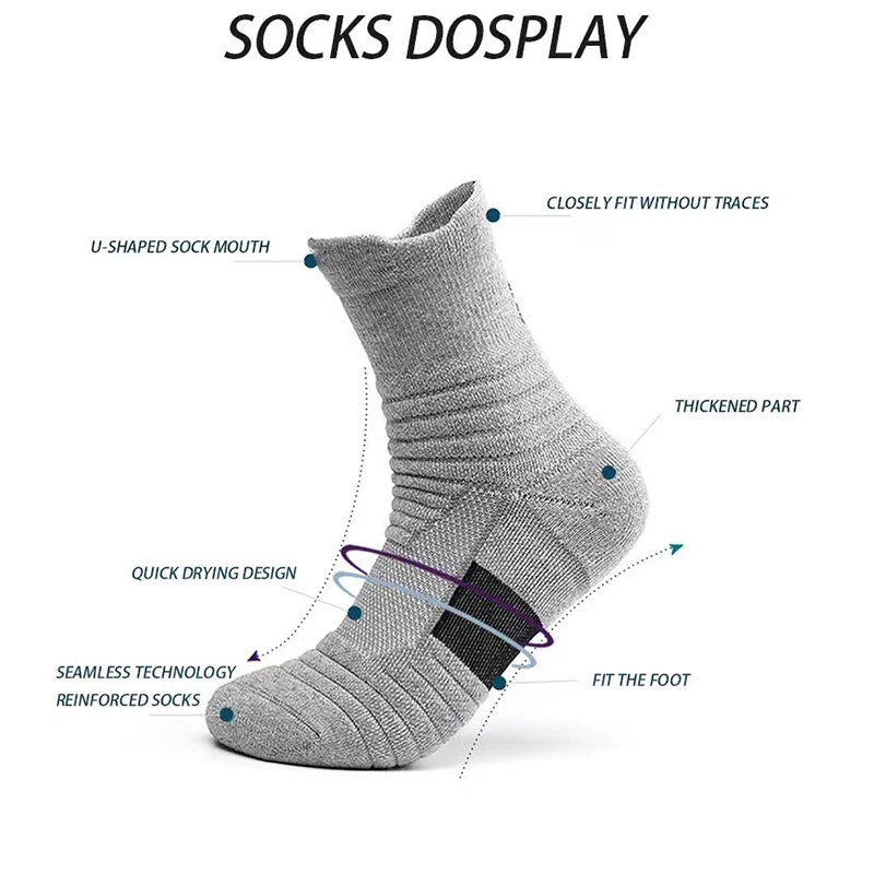 3Pairs Anti-slip Football Socks Men Women Cotton Sock Short Long Tube Soccer Basketball Sport Socks Breathable Deodorous Socks