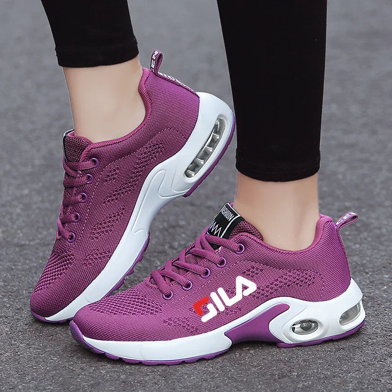 New Running Shoes Ladies Breathable Sneakers Summer Light Mesh Air Cushion Women's Sports Shoes Outdoor Lace Up Training Shoes