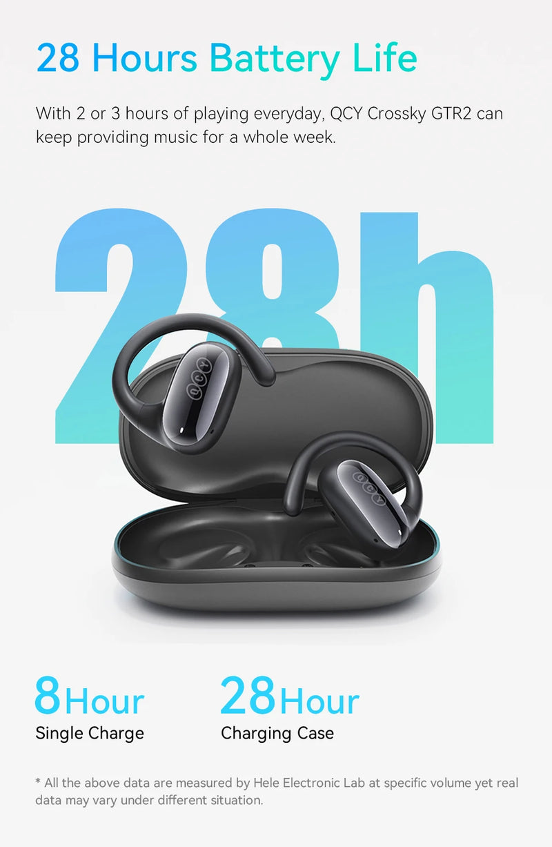 QCY Crossky GTR2 Open-Ear Wireless Earphone Bluetooth 5.4 EarHooks Bass Boost Headphones Multipoint Connection IPX5 Sport Earbud