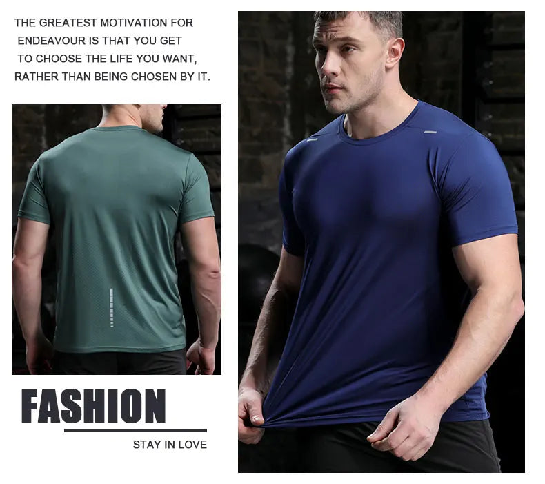 Men's Summer Loose Breathable Short Sleeve Outdoor Cycling Quick Dry Top Running Tracksuits Fitness T-shirts Muscle Tights