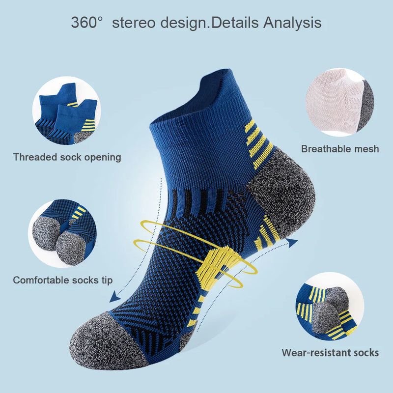 3Pair Professional Fitness Sports Socks Towel Bottom Non-Slip Running Socks Men Women Short Quick-Drying Basketball Training Sox