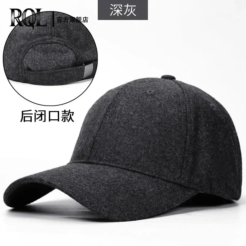 Men's Baseball Cap Wool Winter Hat 2021 Thickened Big Head Circumference Hat Fashion Warm Trucker Cap Outdoor Sport Dad Hat