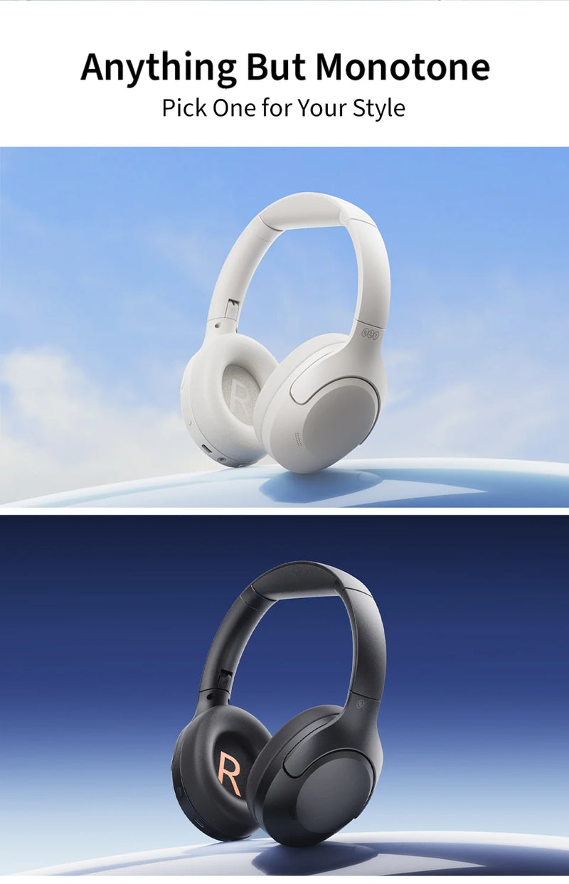 QCY H3 Lite ANC Wireless Headphones Bluetooth 5.3 Active Noise Cancelling Over Ear Headset 40mm Driver HiFi Sound Earphones