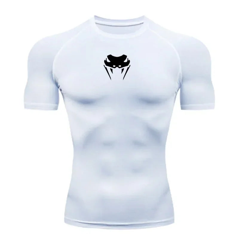 Men O-Neck Compression Shirt MMA Long or Short Sleeve T-shirt Men's Fitness Bodybuilding Clothes Rashguard Sports Top Tees