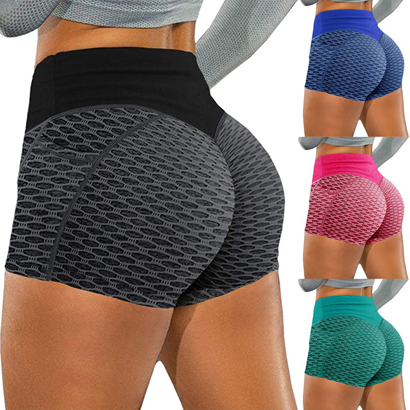 Shorts for Women Gym Skinny Fitness High Waist booty Shorts with Pocket Sport Bubble Butt Push Up Female Workout Tights Leggings