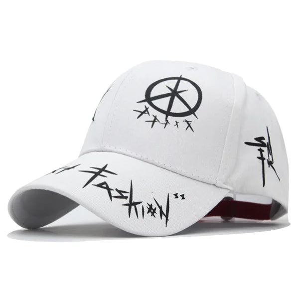 Women Baseball Cap Black White Graffiti with Ring Circle Snapback Hats for Men Women Unisex Dad Hat Adjustable Korean Style Caps